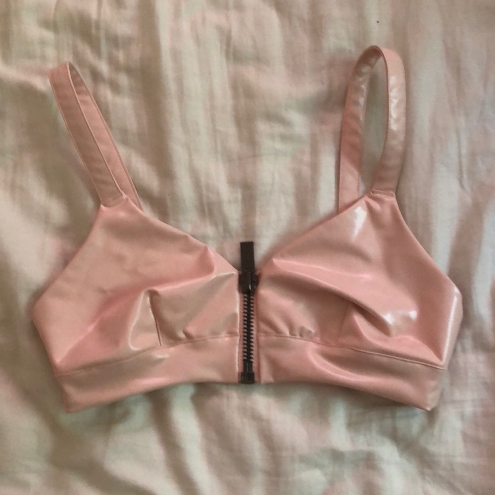 Super cute faux leather bra top